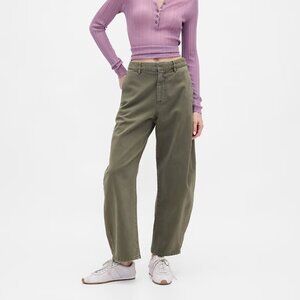 Mid Rise Twill Barrel Pants, Petite 8